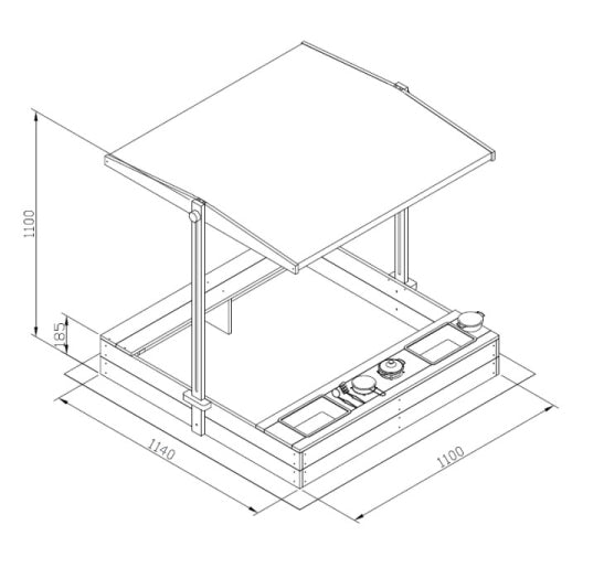 Sabbiera in Legno 3 in 1 con Cucina e Tetto UV – GINGER HOME