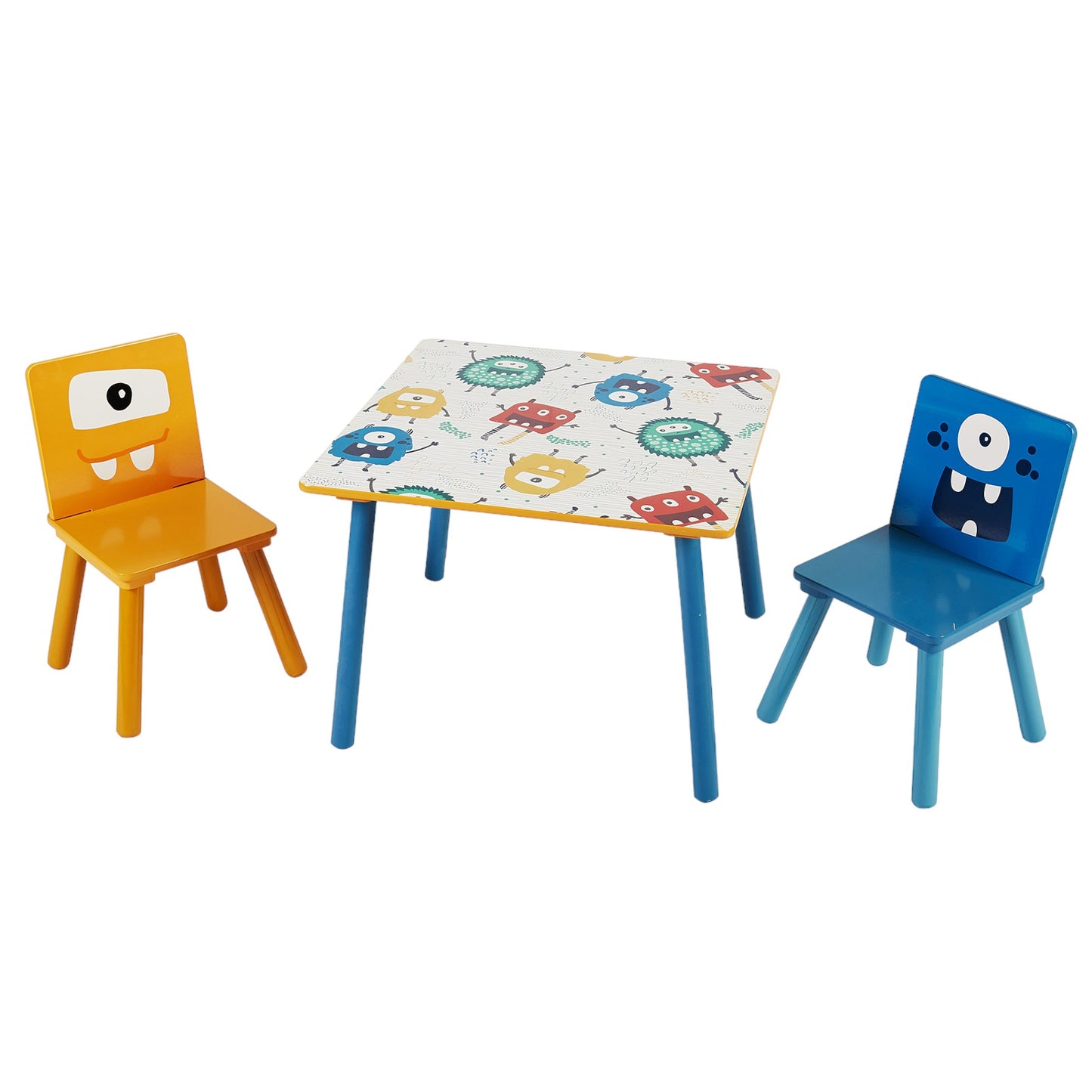 Tavolo in legno per bambini con 2 sedie, set - per giocare, disegnare, mangiare - GHOSTS