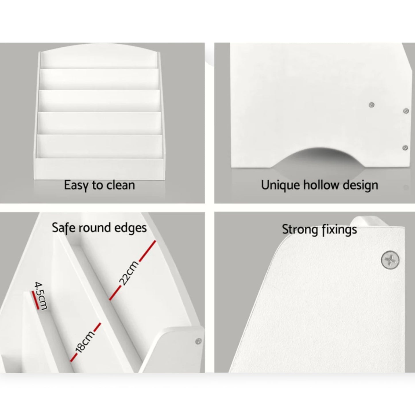 Детска Етажерка GINGER HOME, Органайзер с Рафтове за Книжки и Списания, Дървена, Бяла, 80х30х80 см.