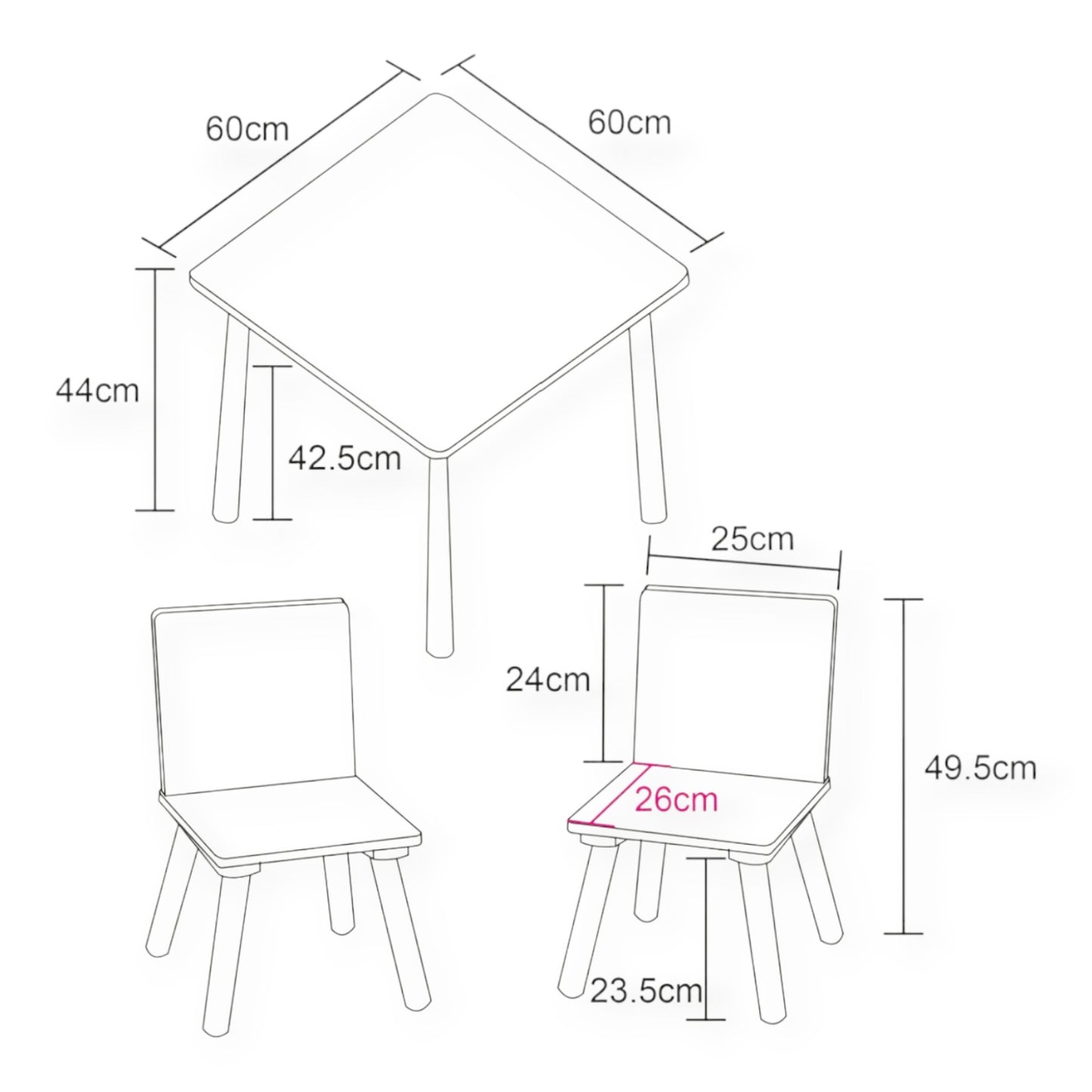 Детска Маса със Столчета GINGER HOME за Рисуване, Игра, Хранене, Дървена, DINOSAUR