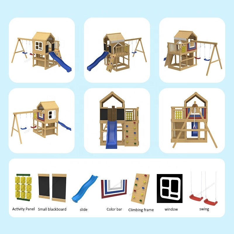 Схема и функционалности на детска дървена къщичка за игра на открито