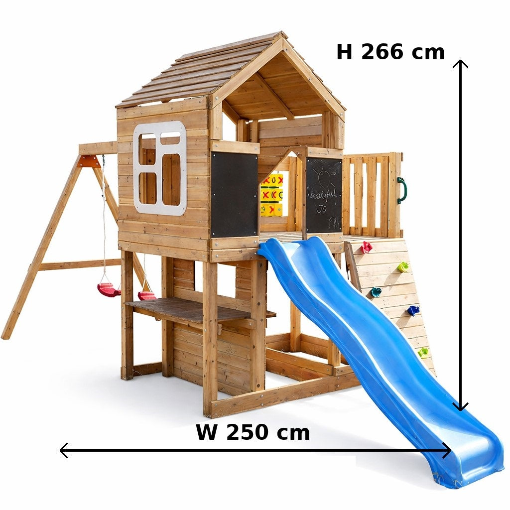 Размери на голяма детска дървена къщичка за двор 250x150x267 см