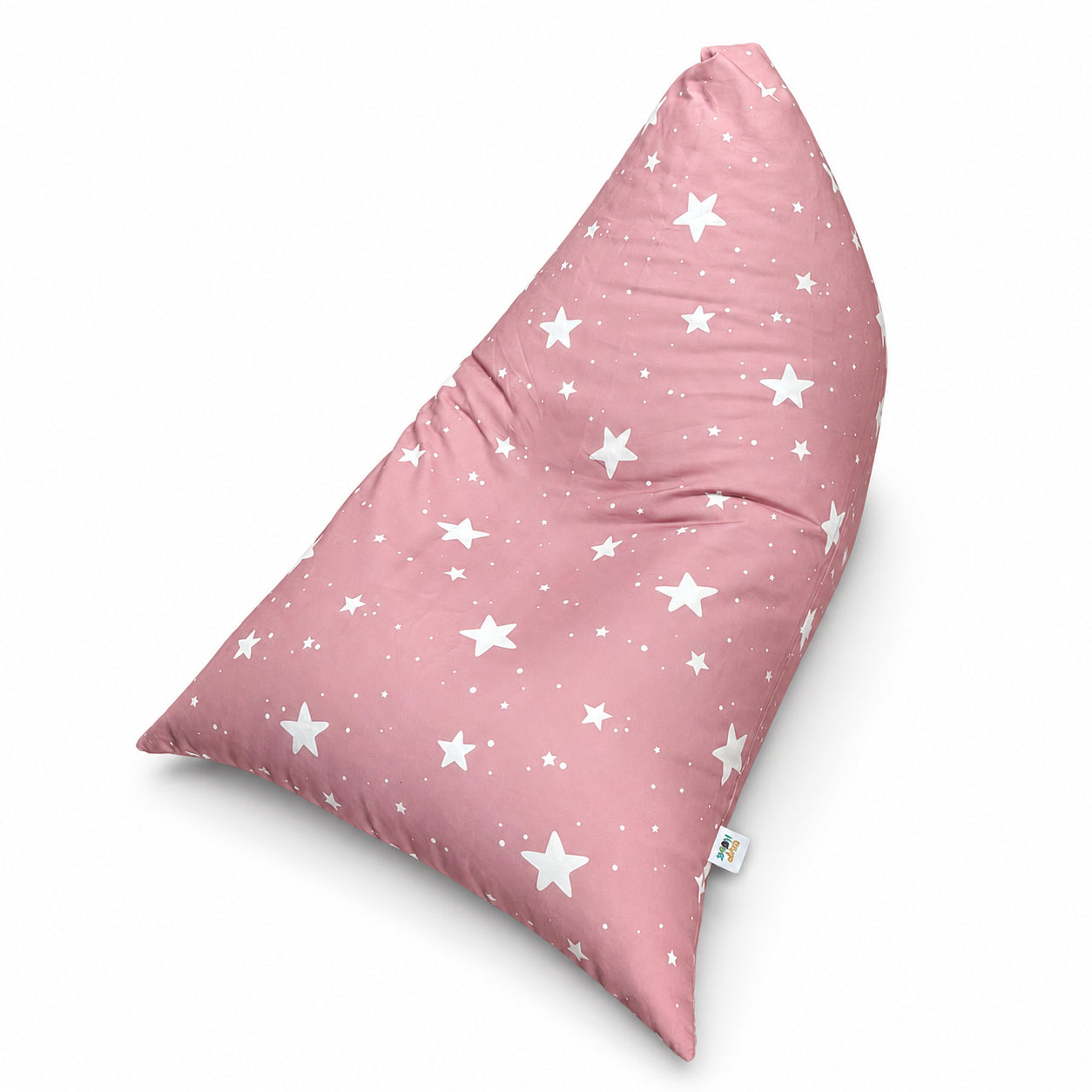 Розов Детски Пуф Лежанка GINGER HOME Little Stars със звезди, самостоятелен изглед отпред