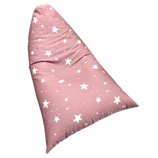 Детски Пуф Лежанка GINGER HOME Little Stars, Розов Барбарон със Звезди, 100% Памук
