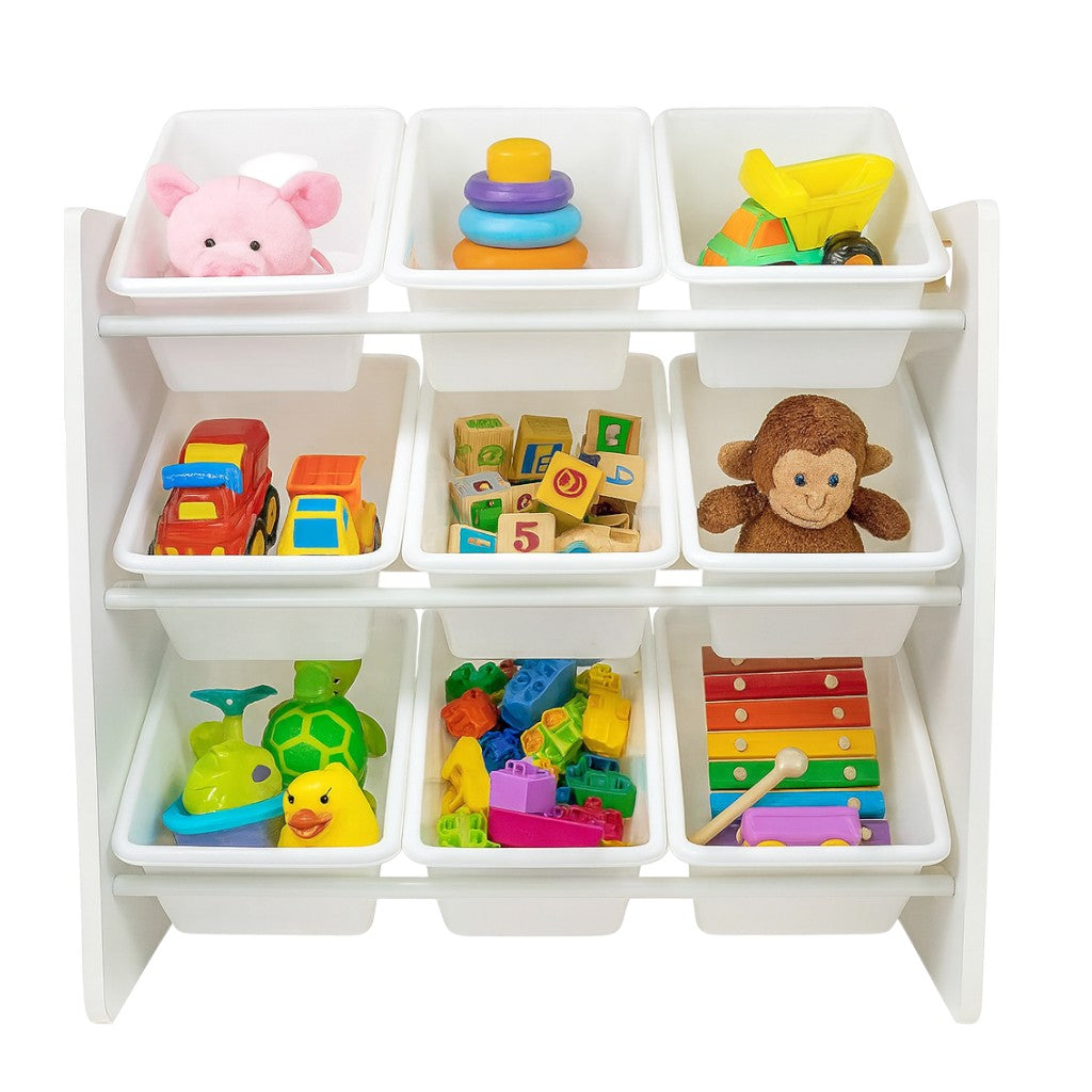 GINGER HOME Scaffale portaoggetti con 9 contenitori BIANCO JWTR-3006