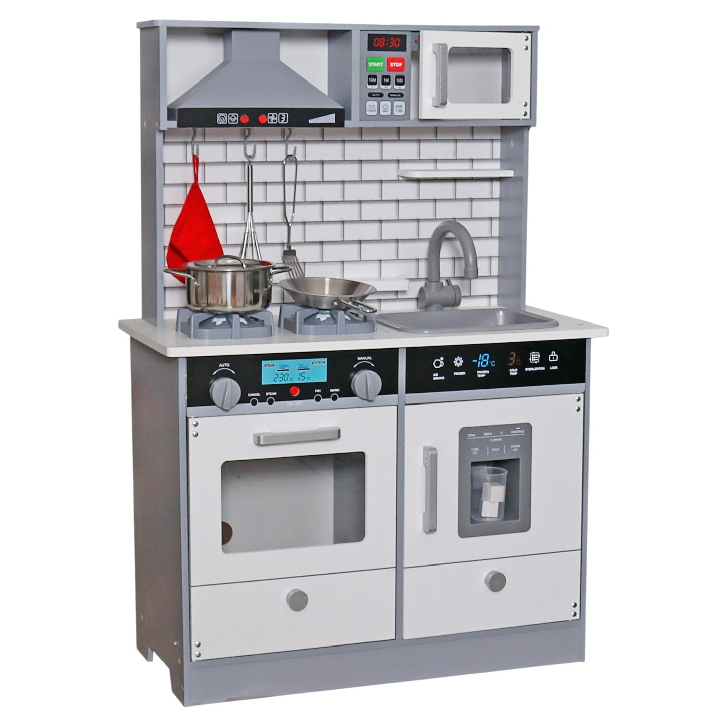 Cucina in legno per bambini GINGER HOME con suoni e luci, bianca W10C493J