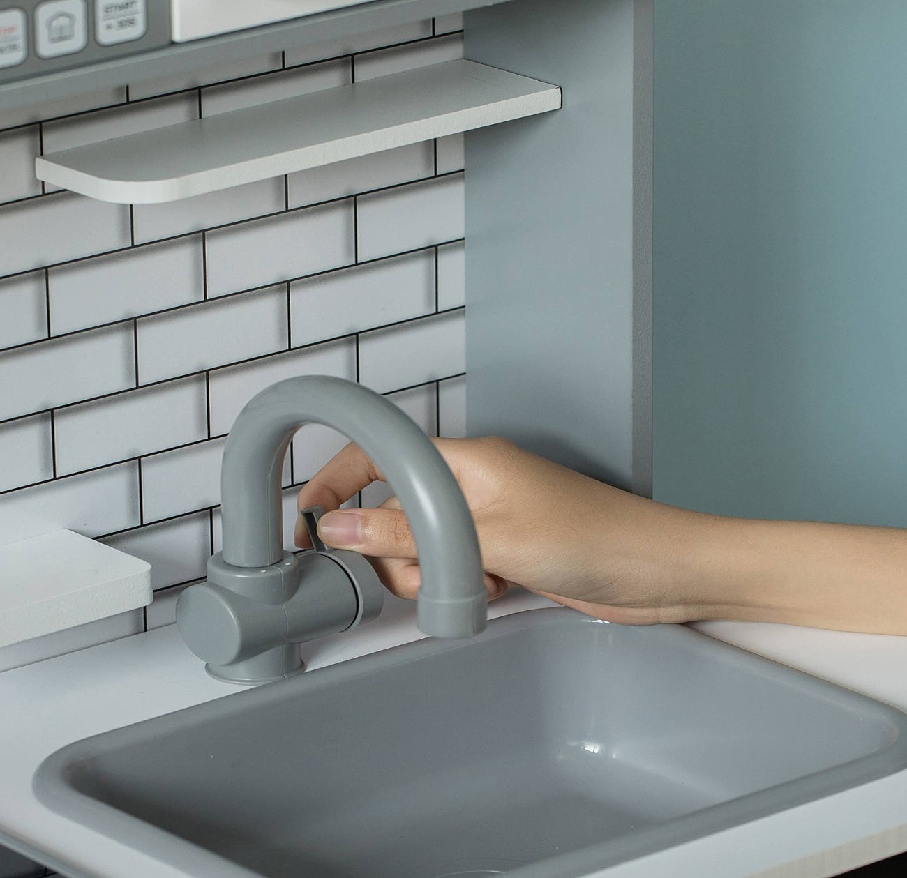 Cucina in legno per bambini GINGER HOME con suoni e luci, bianca W10C493J