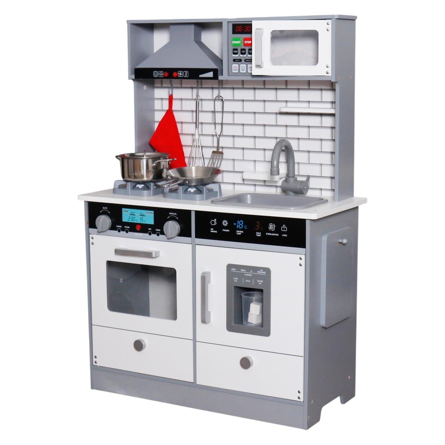 Cucina in legno per bambini GINGER HOME con suoni e luci, bianca W10C493J