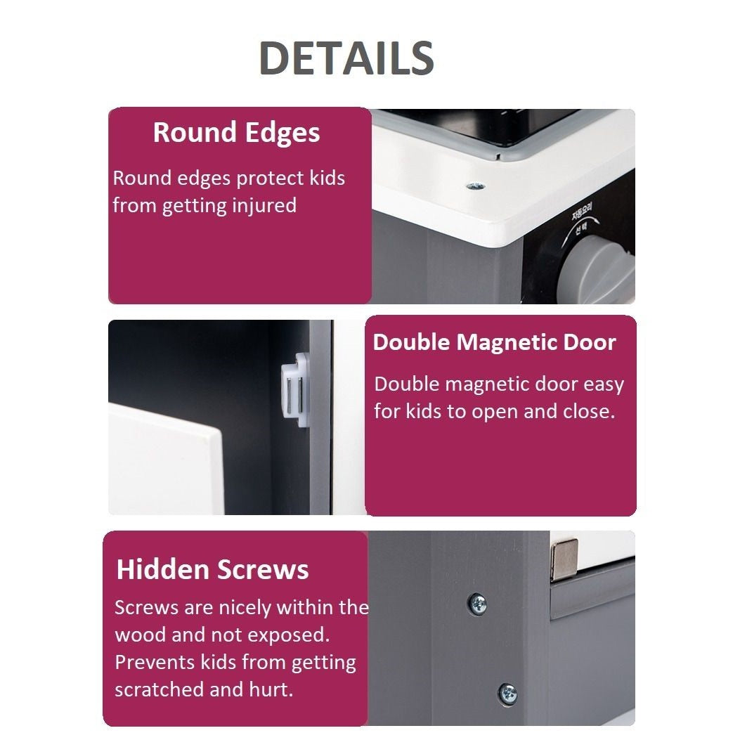 Cucina in legno per bambini GINGER HOME con suoni e luci, bianca W10C493J