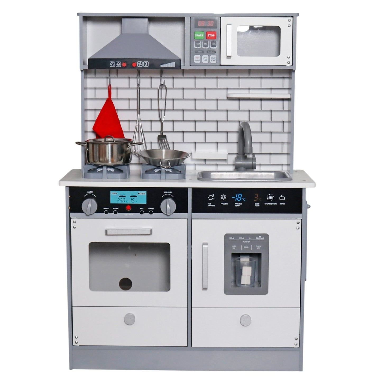 Cucina in legno per bambini GINGER HOME con suoni e luci, bianca W10C493J