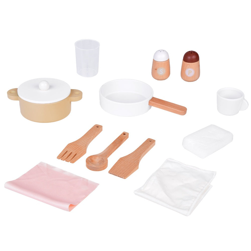 Аксесоари към детска дървена кухня GINGER HOME – съдове и прибори за игра