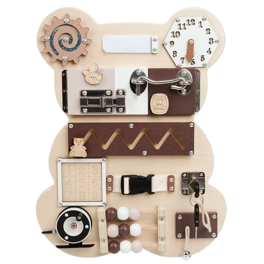 Tavoletta in legno Orsetto GINGER HOME, Tavoletta Montessori per la motricità fine, 30x39 cm