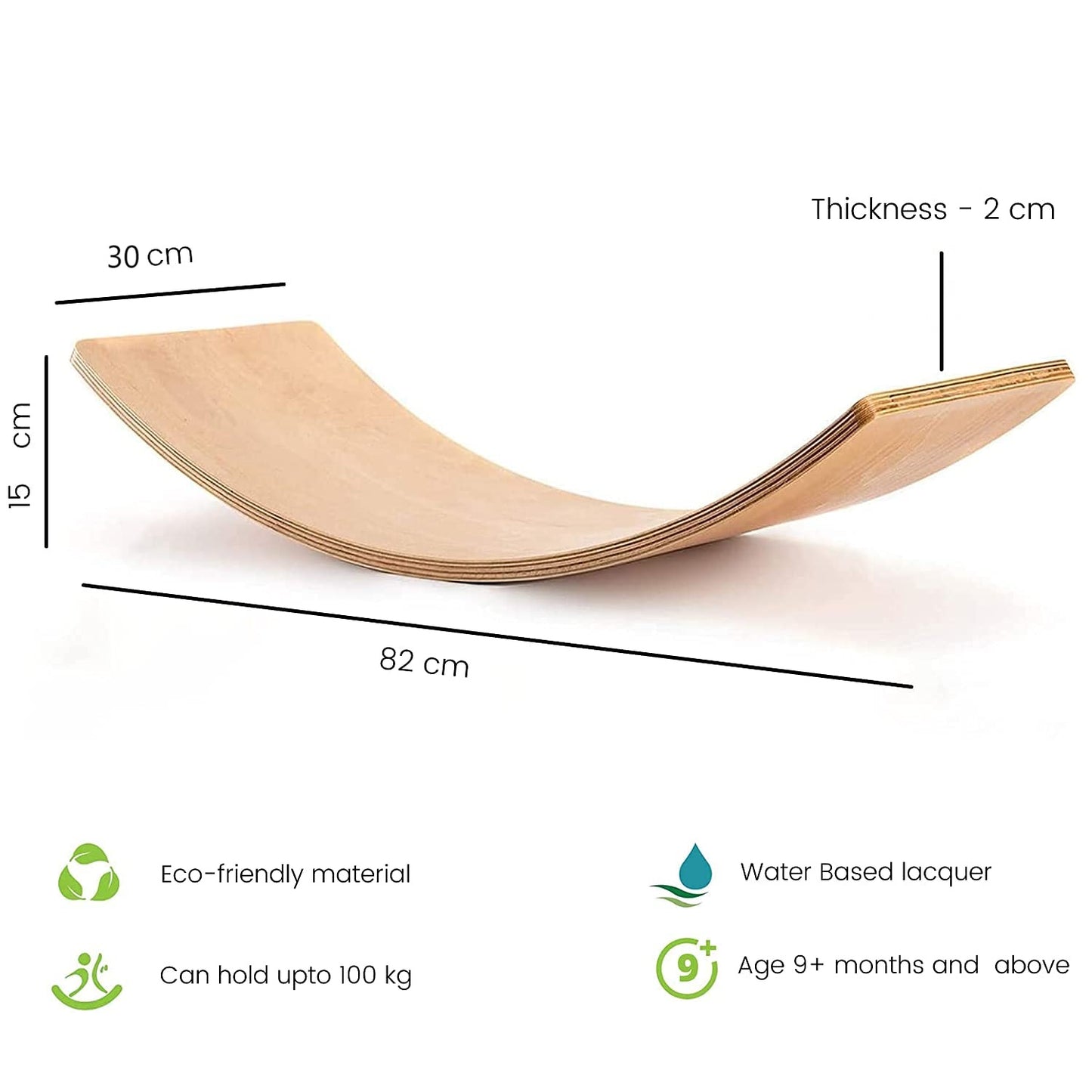 Ginger Home Balance Board in legno – Giocattolo sicuro per bambini, 82x30x15 cm