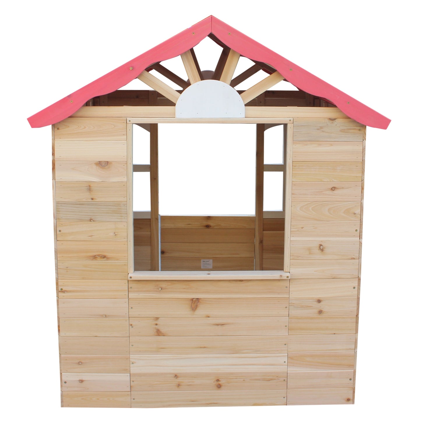 Заден изглед на детска дървена къщичка за двор и градина