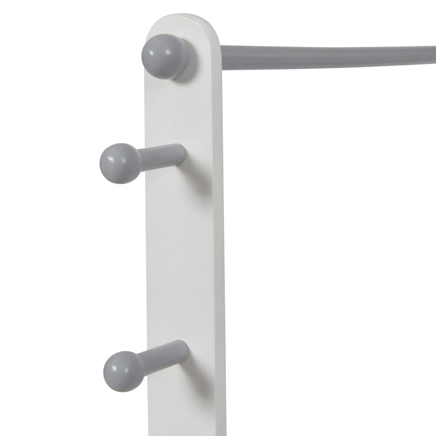 Children's wooden clothes rack with storage shelves - WHITE/GREY