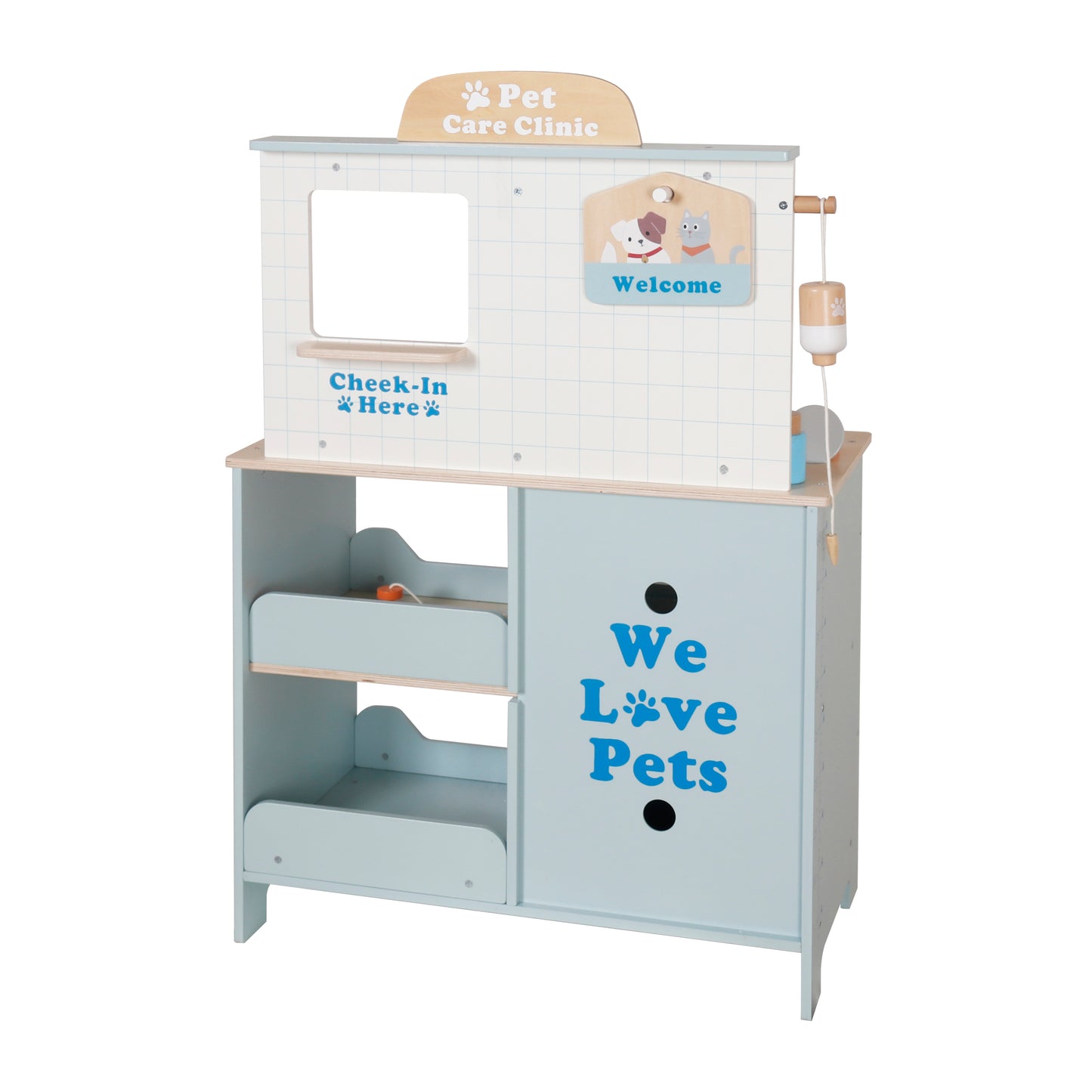 Дървена детска ветеринарна клиника GINGER HOME – заден изглед