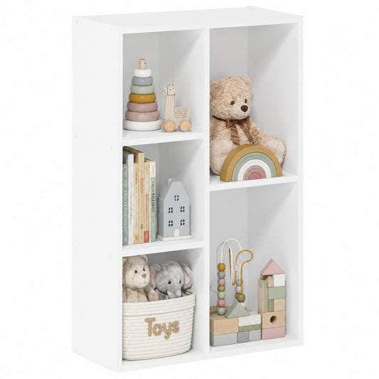 Детска бяла етажерка GINGER HOME JWTR-3248 с 5 отделения за книги и играчки, Монтесори библиотека