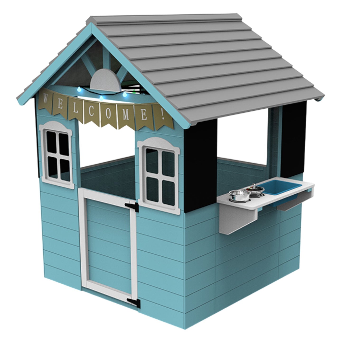 Детска дървена къща за игра GINGER HOME с кухня за игра на открито