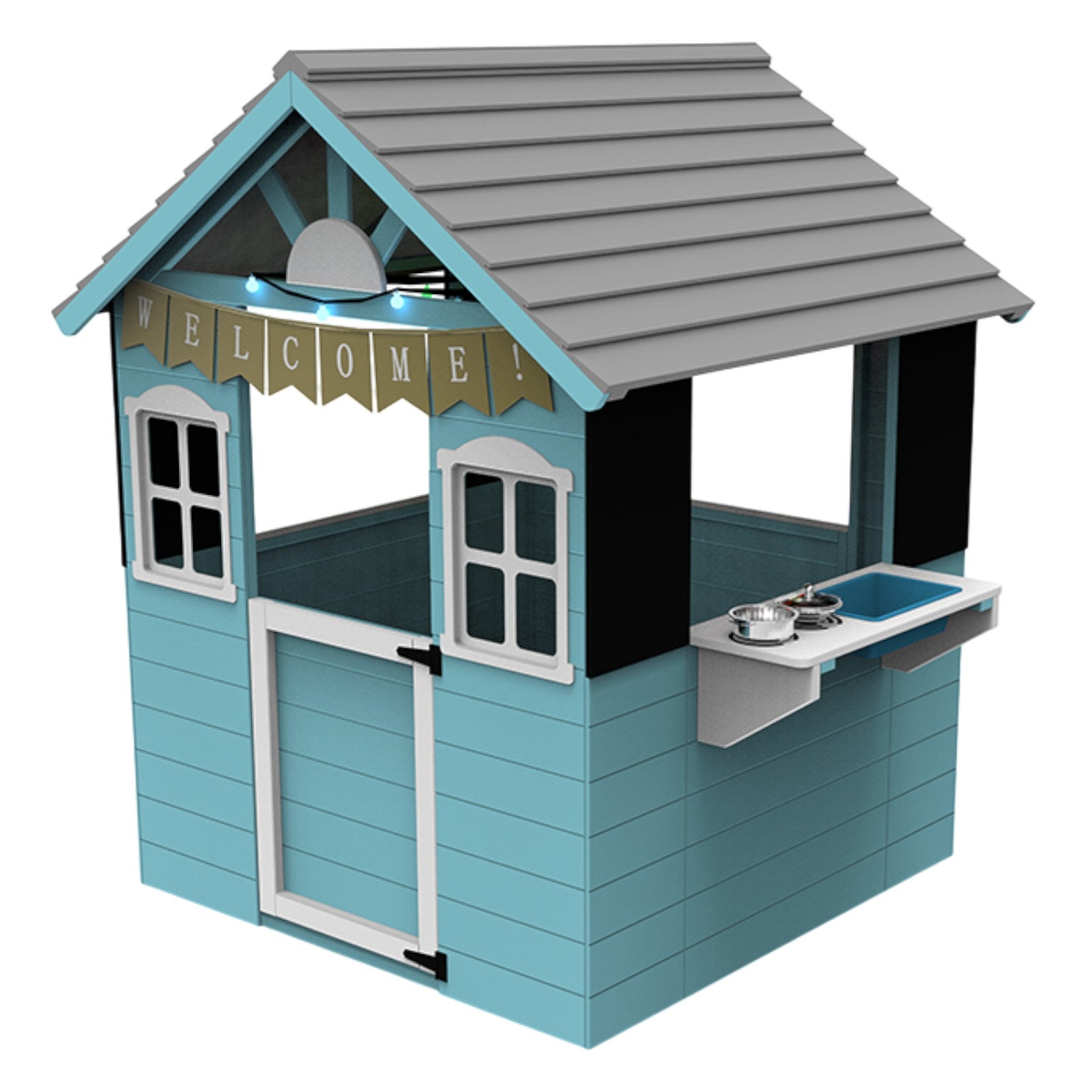 Детска дървена къща за игра GINGER HOME с кухня за игра на открито