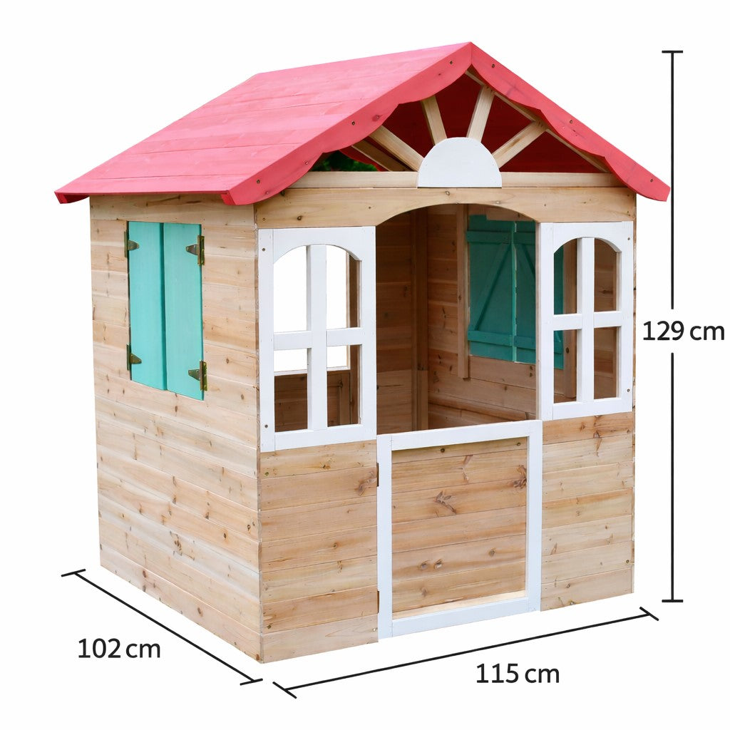 Размери на детска дървена къщичка за игра на открито 115×102×129 см