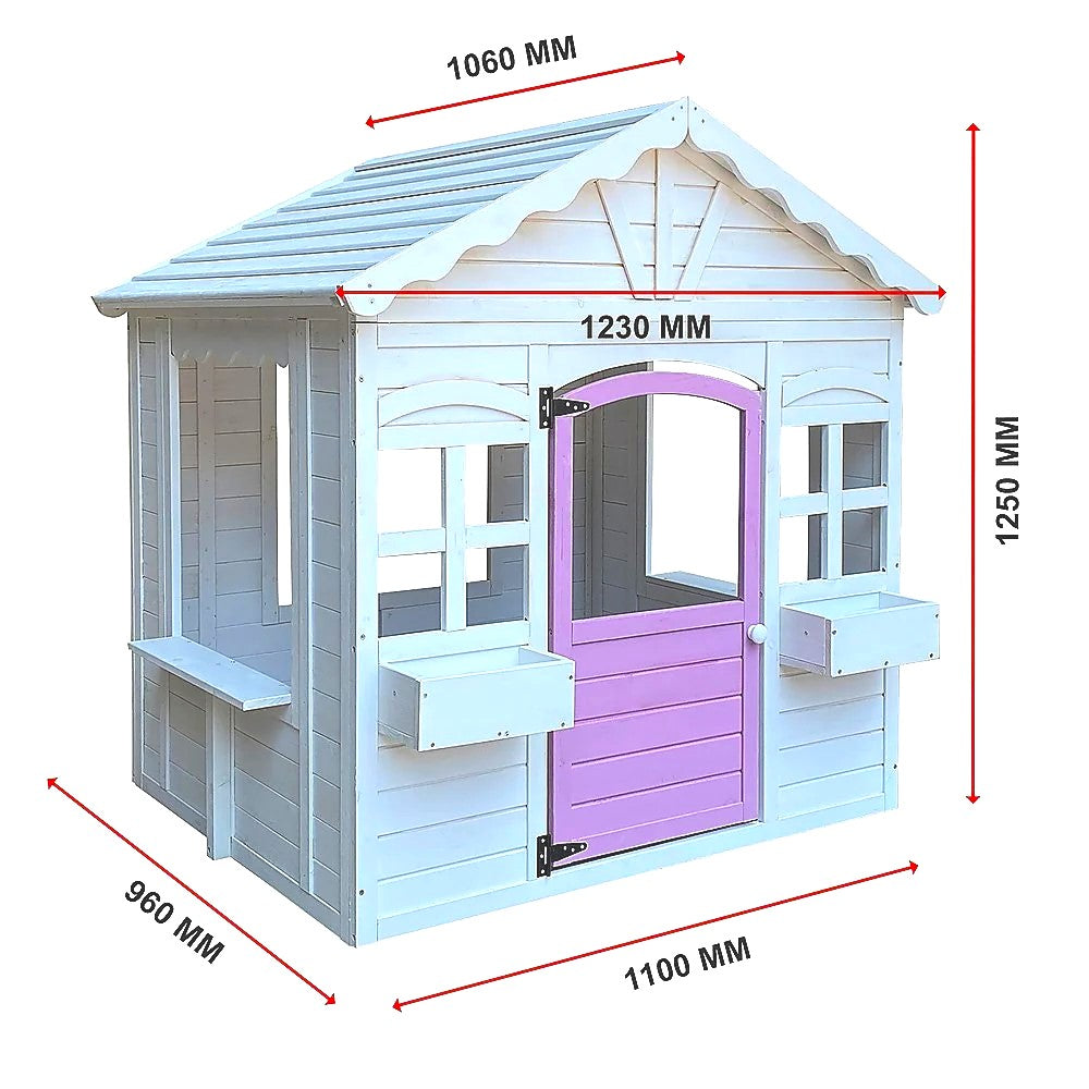 Размери на детска дървена къщичка за игра GINGER HOME – 123×106×125 см