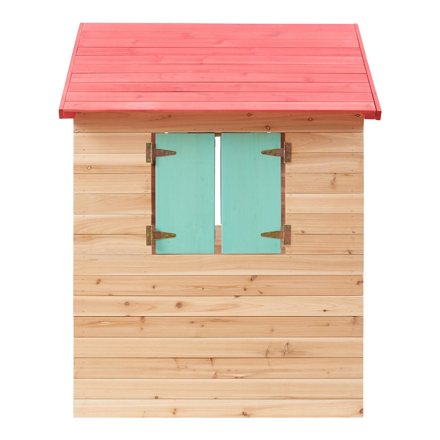 Задна част на детска дървена къщичка с прозорци