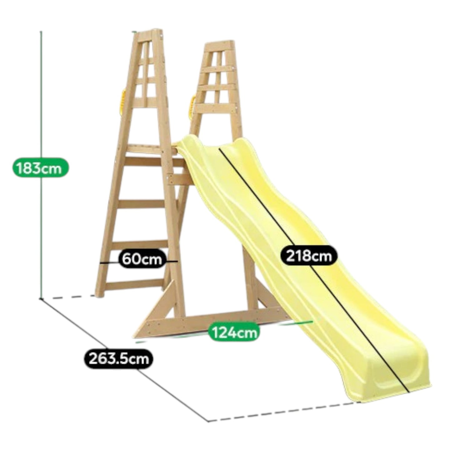 Struttura da arrampicata in legno per bambini con scivolo 2,2 m GINGER HOME, per giocare in giardino