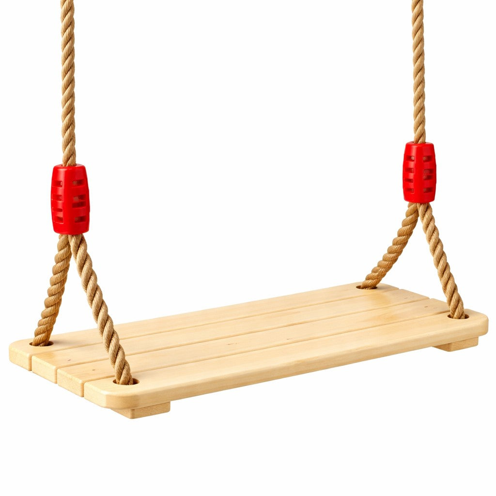 Детска дървена люлка GINGER HOME с плоска седалка и въжета, натурално дърво 33 см