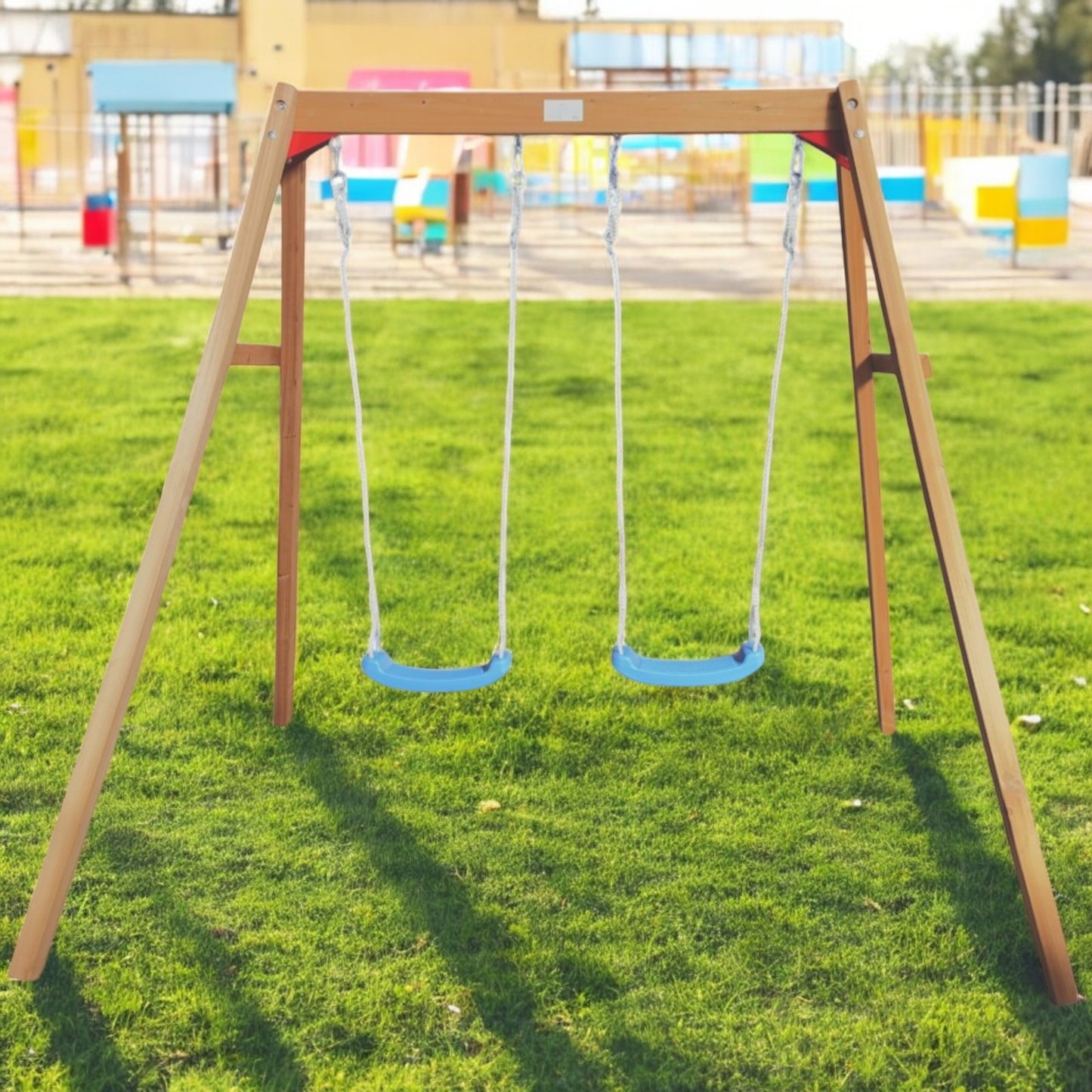 Altalena in legno per bambini GINGER HOME da giardino, doppia, 225x200x201 cm