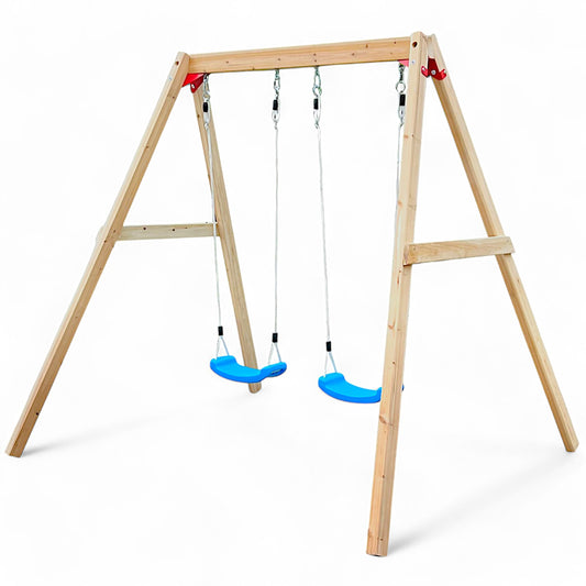 Altalena in legno per bambini GINGER HOME da giardino, doppia, 225x200x201 cm