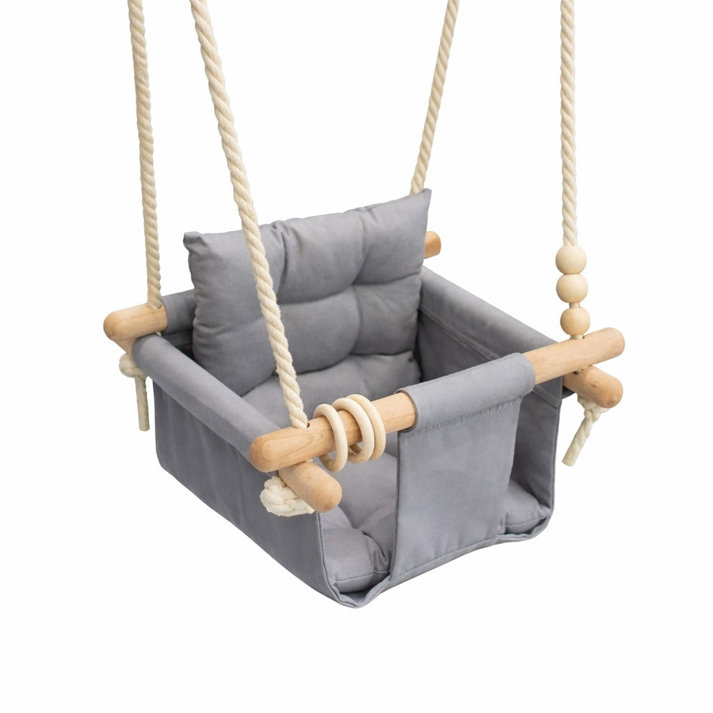 Детска дървена люлка GINGER HOME Scandi с памучна седалка и облегалка