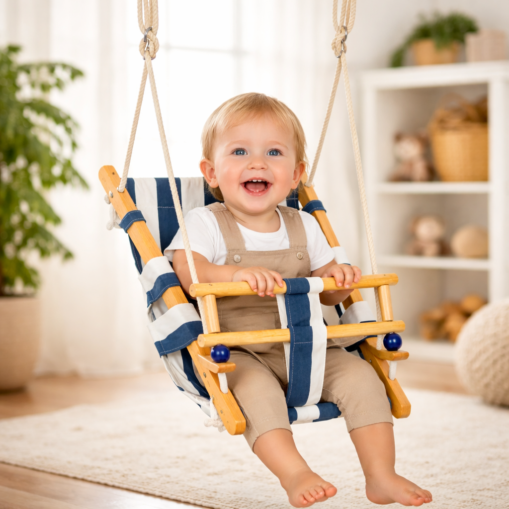 Детска дървена люлка тип шезлонг GINGER HOME – вътрешна употреба в домашна среда