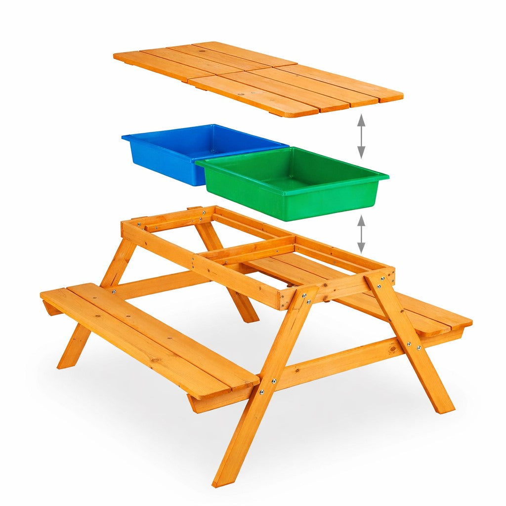 Детска дървена маса с пейки и пясъчник GINGER HOME 2в1 за игра на открито