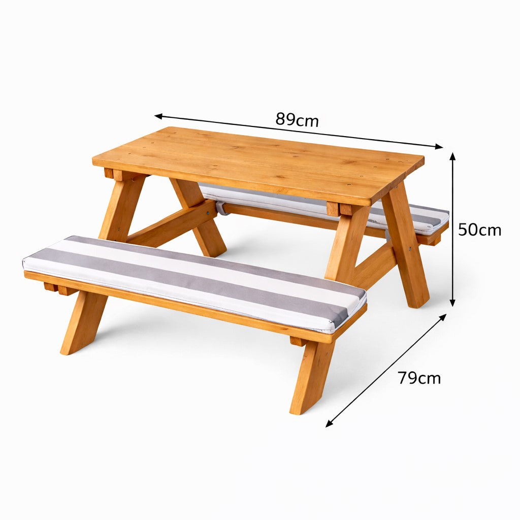Размери на детска маса за пикник GINGER HOME с пейки – 89x79x50 см