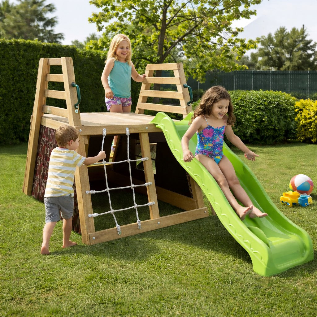 5️⃣
Детска дървена пързалка с катерушка GINGER HOME, използвана от деца