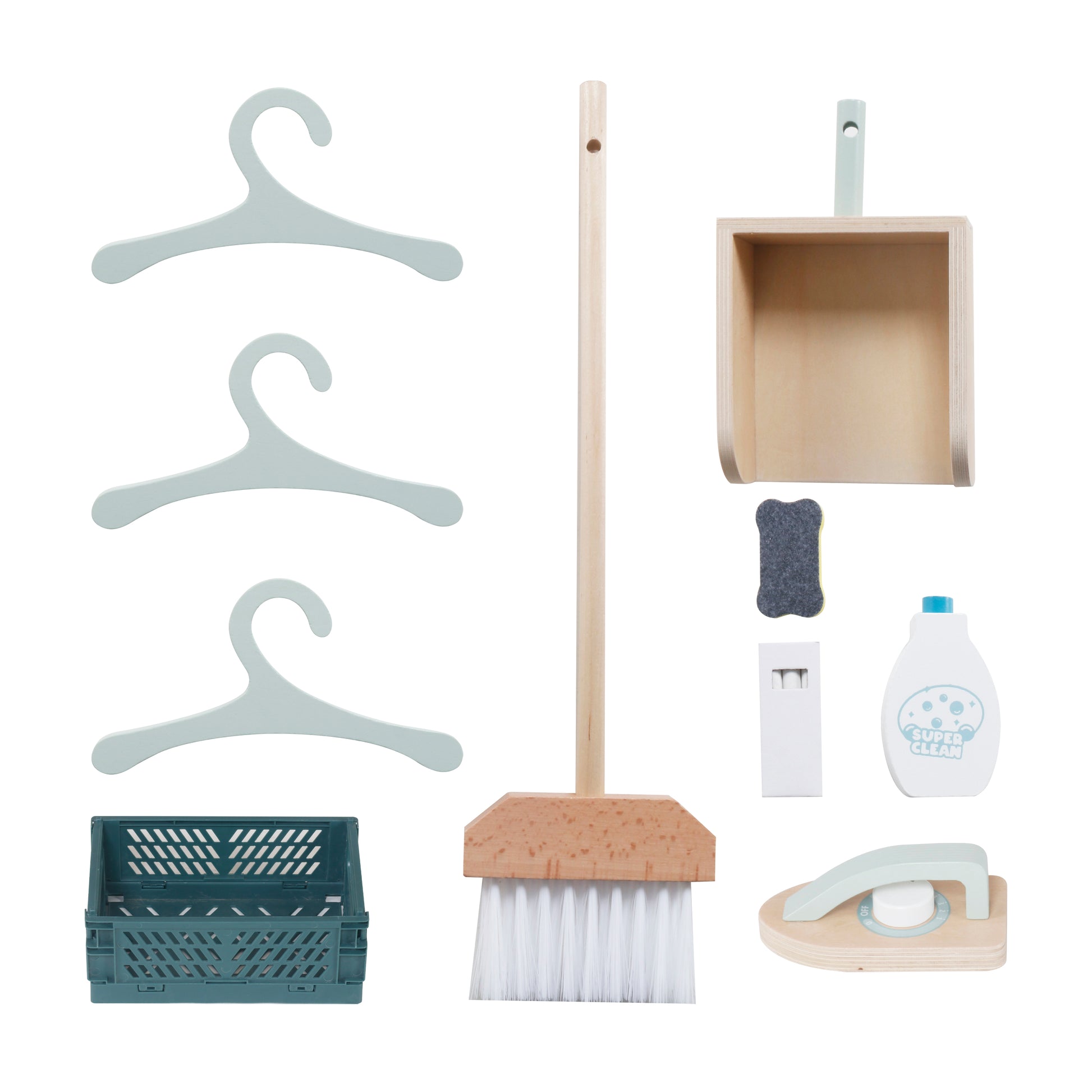 Детска дървена пералня 3 в 1 GINGER HOME с мивка с течаща вода и сушилня – комплект аксесоари