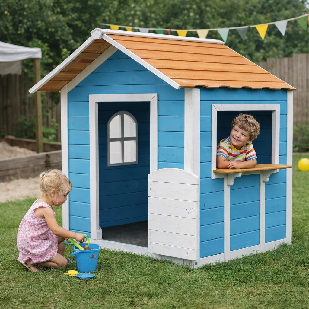 Детска дървена къщичка за игра GINGER HOME в двор