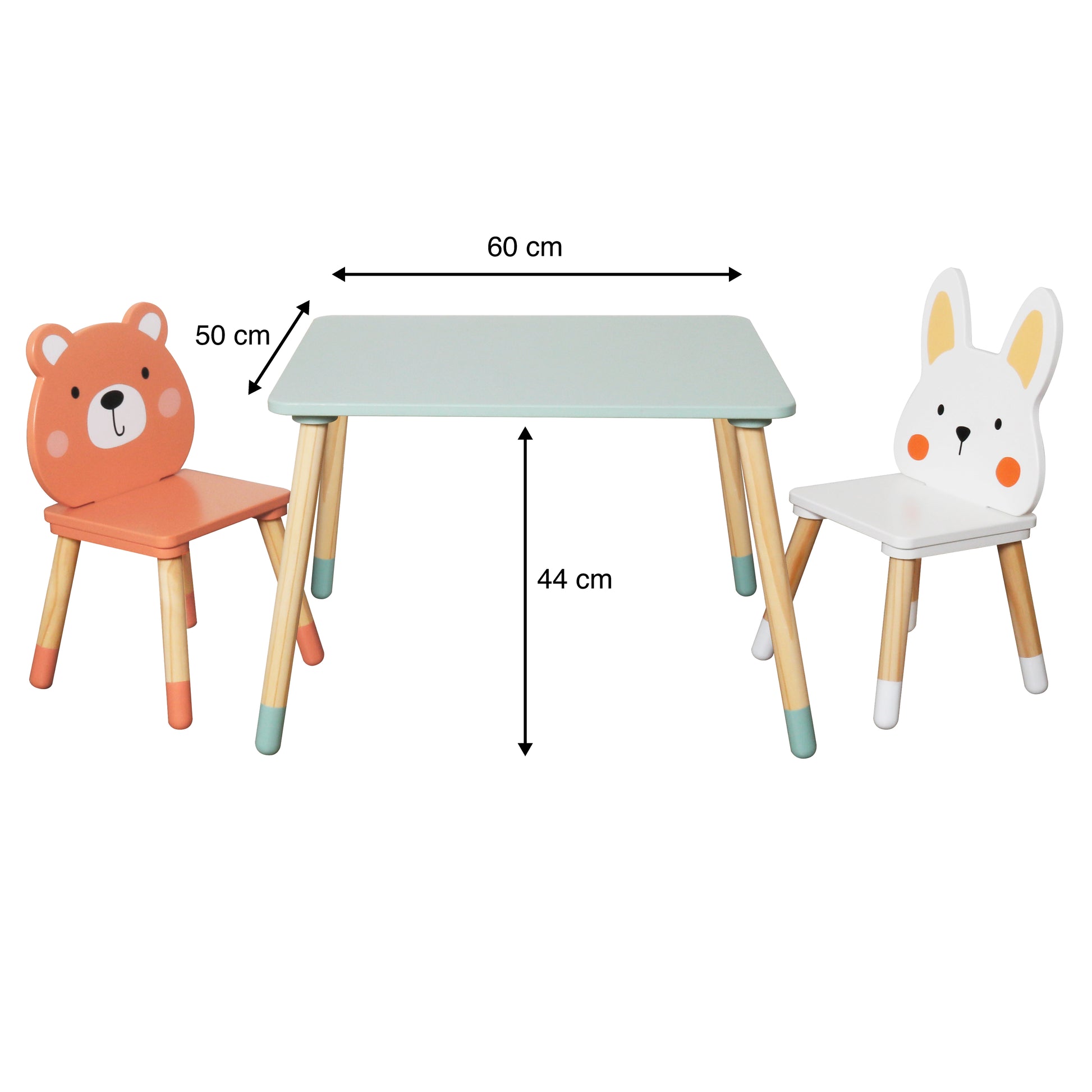 Комплектът детска дървена маса и столове GINGER HOME с размери на артикула