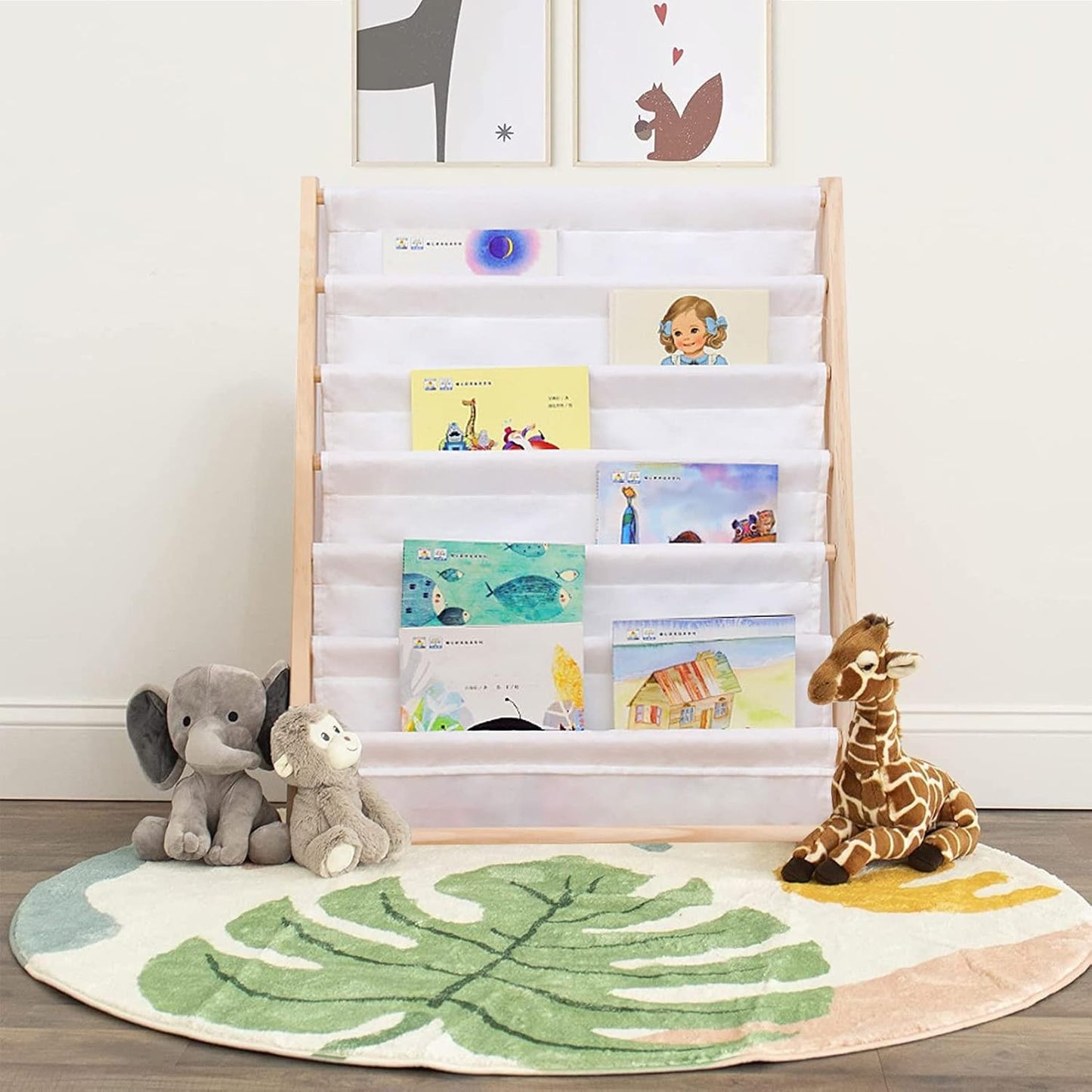 Детска Етажерка за Книги Дърво GINGER HOME, 6 Рафта, Монтесори 64x30x79 см