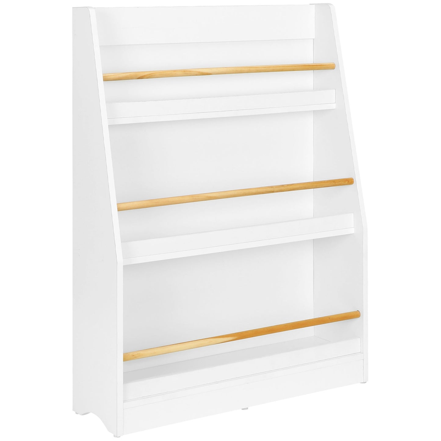 Детска Етажерка GINGER HOME, Дървен Органайзер за Книжки и Играчки, Бял Цвят, за Уютната Детска Стая