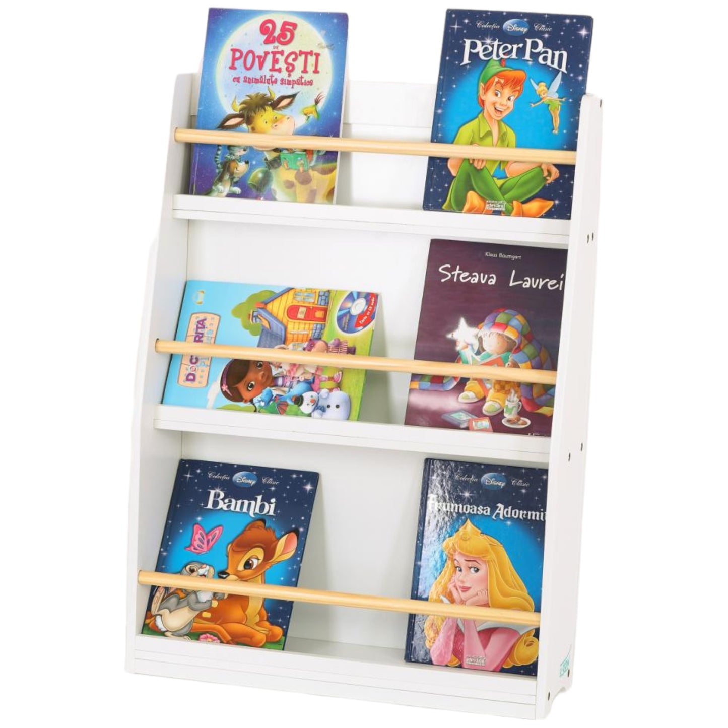 Детска Етажерка GINGER HOME, Дървен Органайзер за Книжки и Играчки, Бял Цвят, за Уютната Детска Стая