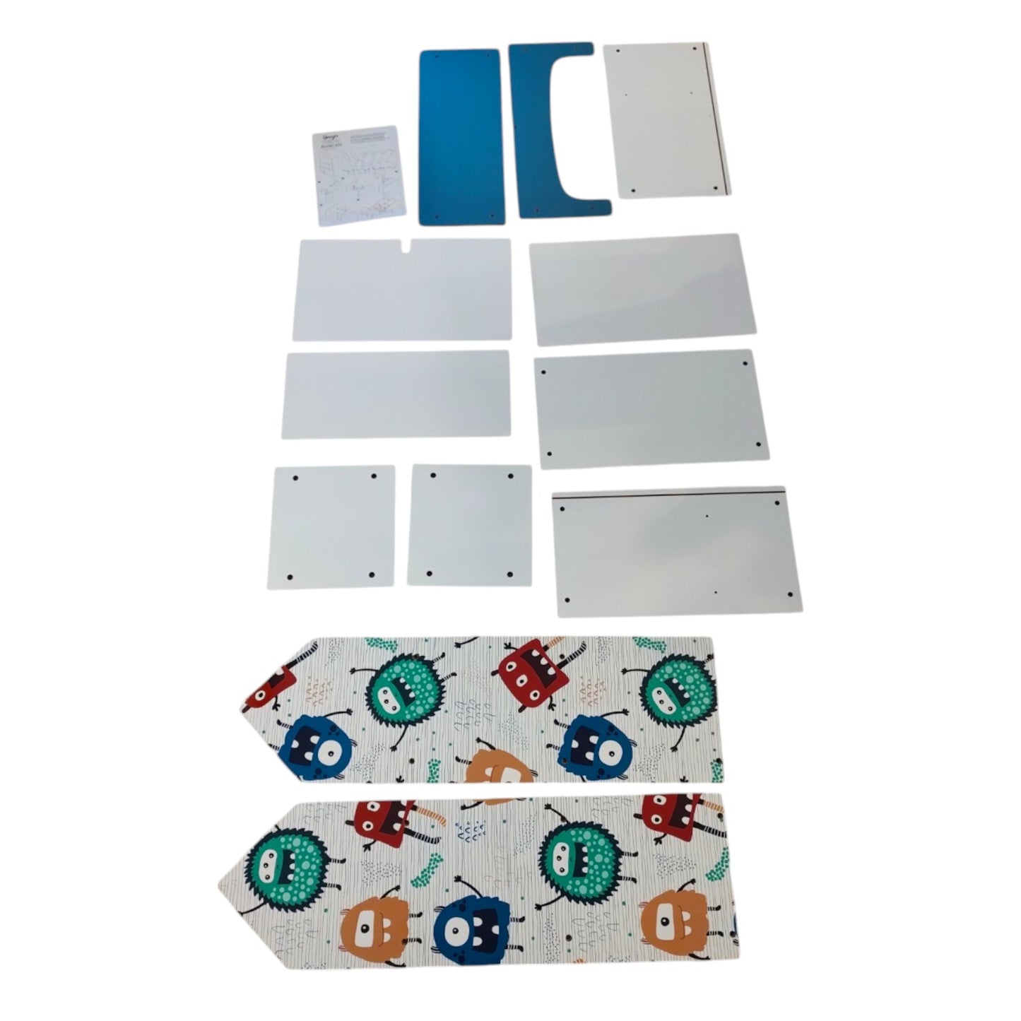 Детска етажерка GINGER HOME - Къщичка MONSTER, Синя за съхранение на играчки и книжки