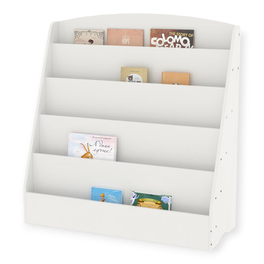 Детска Етажерка GINGER HOME, Органайзер с Рафтове за Книжки и Списания, Дървена, Бяла, 80х30х80 см.