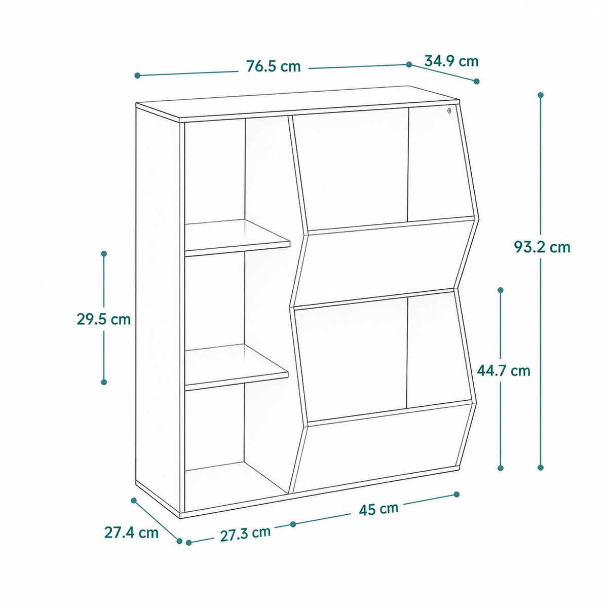 Размери на детска етажерка GINGER HOME JWTR-3247