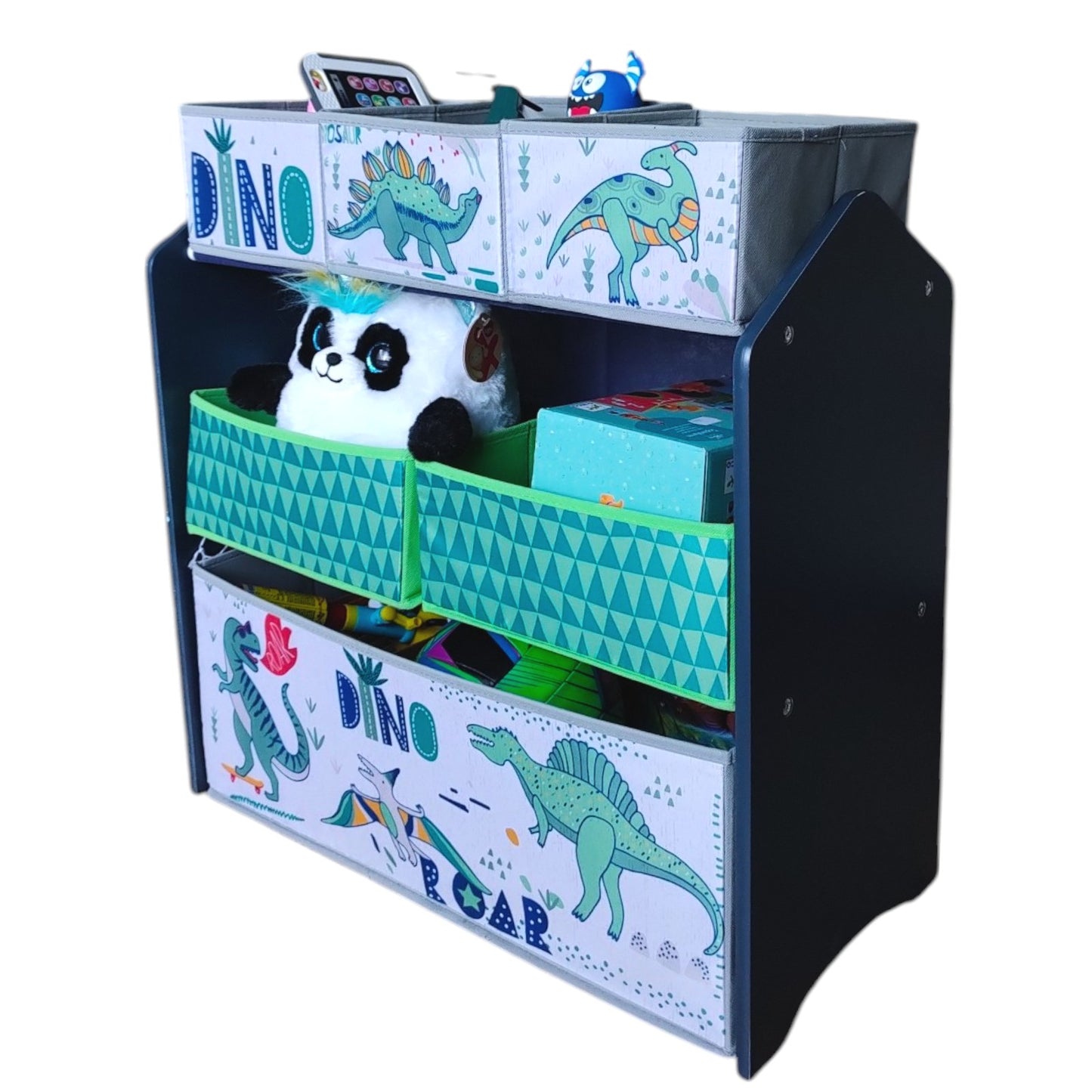 Детска Етажерка GINGER HOME, Органайзер за Играчки с Кутии за Съхранение DINOSAUR