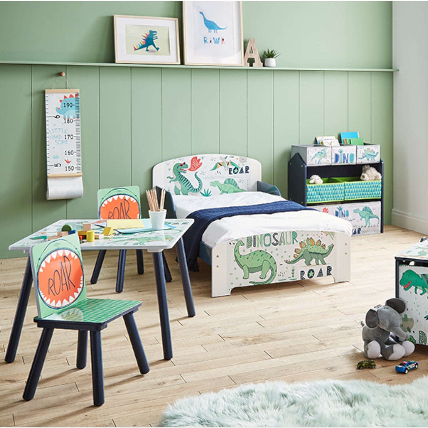 Детска Етажерка GINGER HOME, Органайзер за Играчки с Кутии за Съхранение DINOSAUR