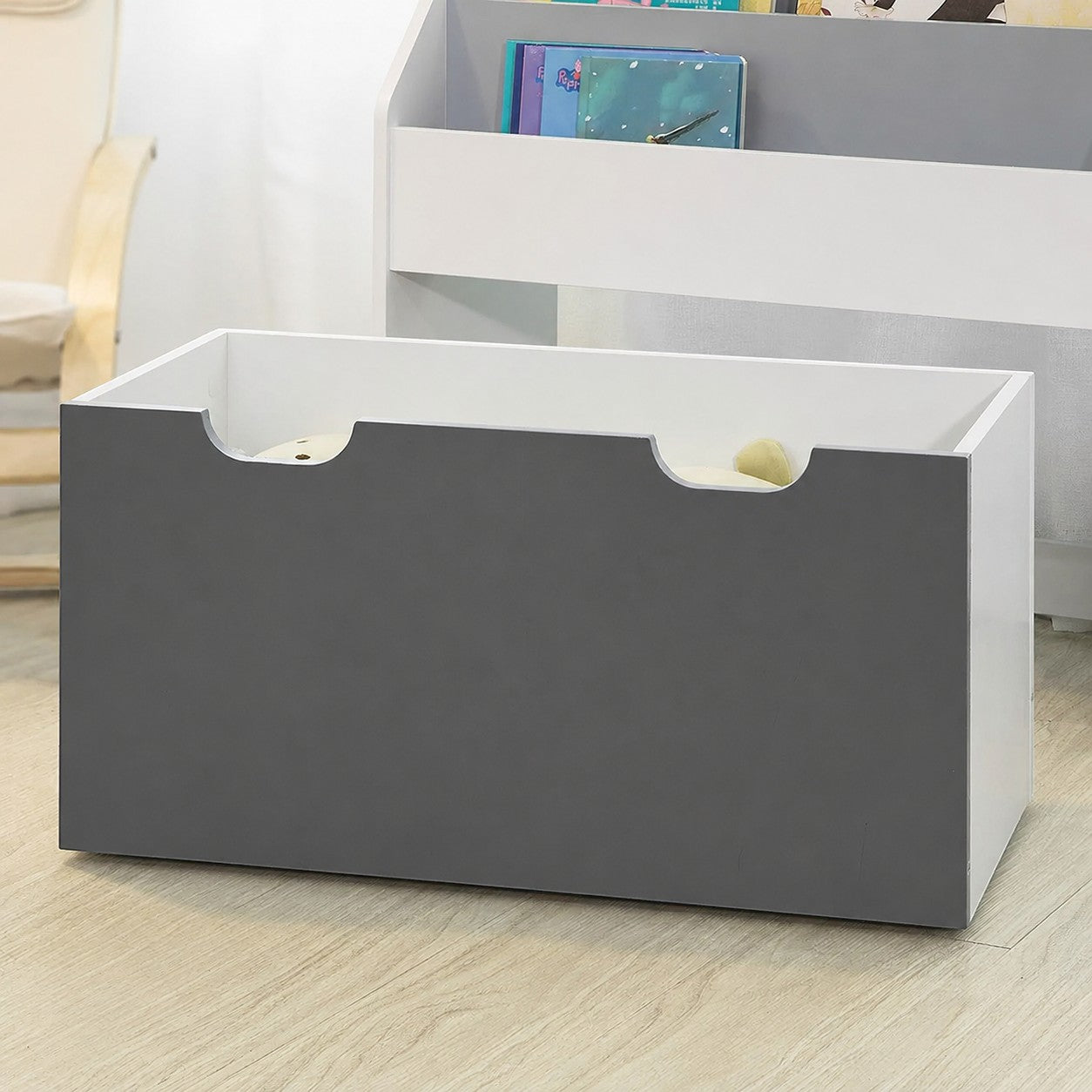 Детска Етажерка за Книги GINGER HOME, Бяла Библиотека с Чекмедже на Колелца, 63×30×70 см