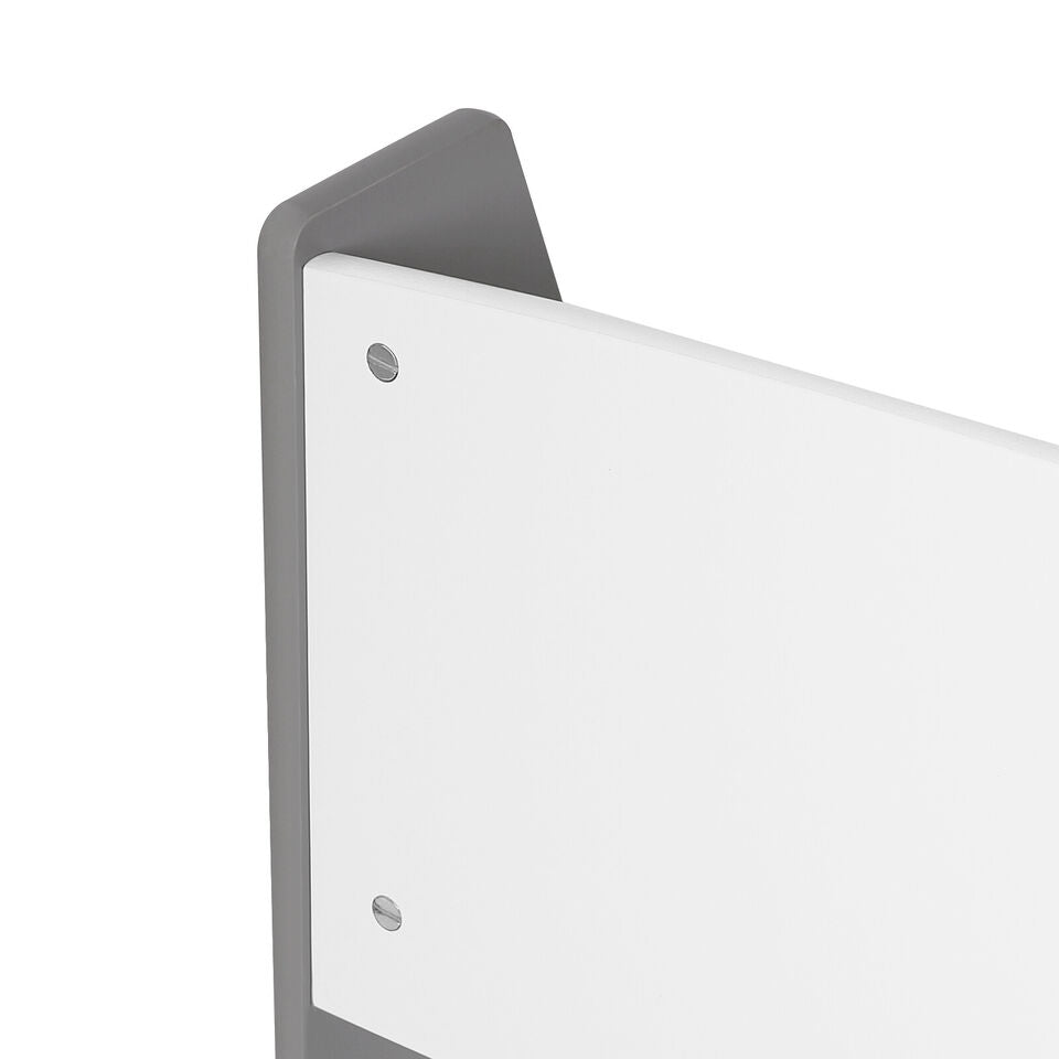 Детска Етажерка за Книжки и Списания, Библиотека с Рафтове, Дървена Секция - Бяло и Сиво