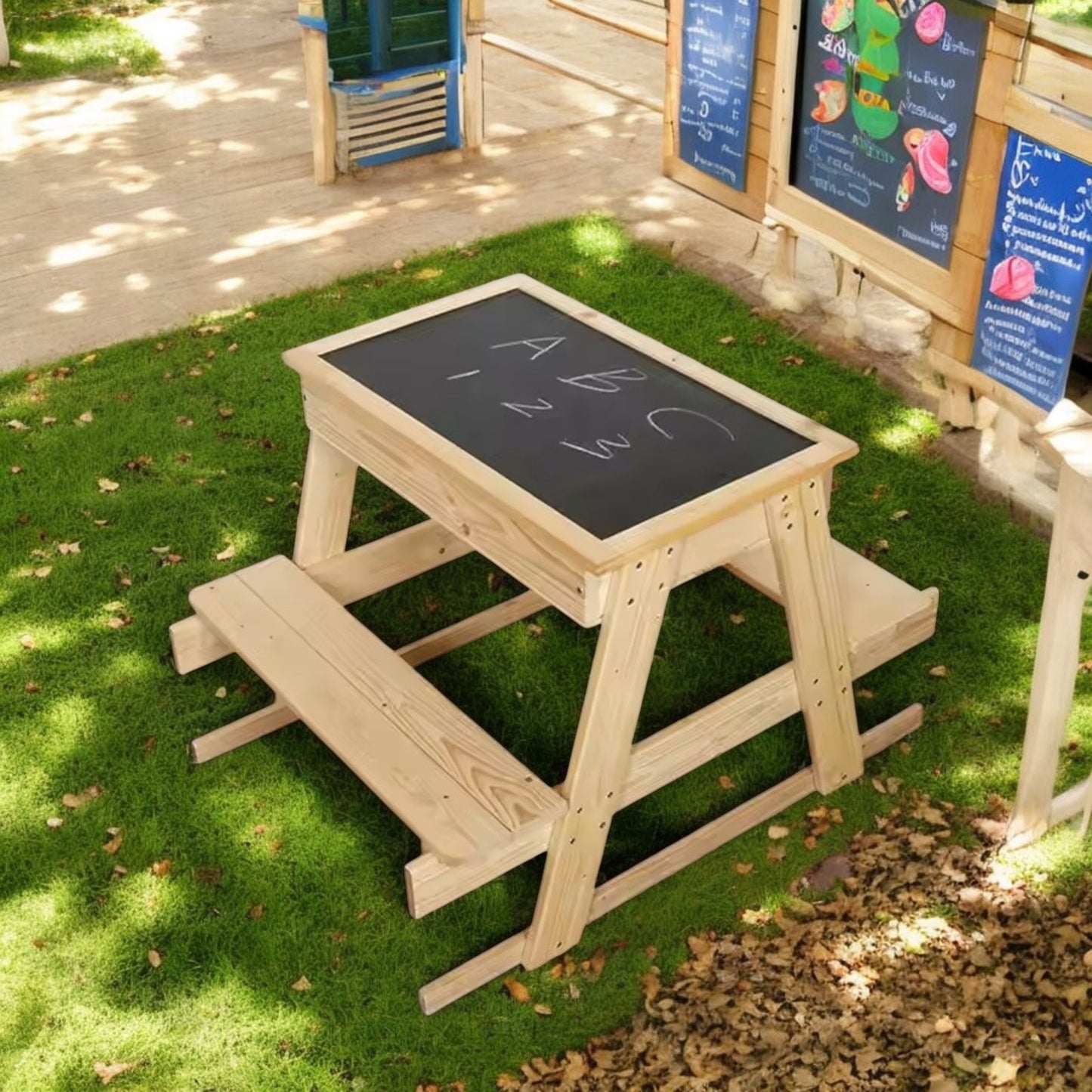 Детска Градинска Маса за Пикник с Черна Дъска и Място за Съхранение Ginger Home