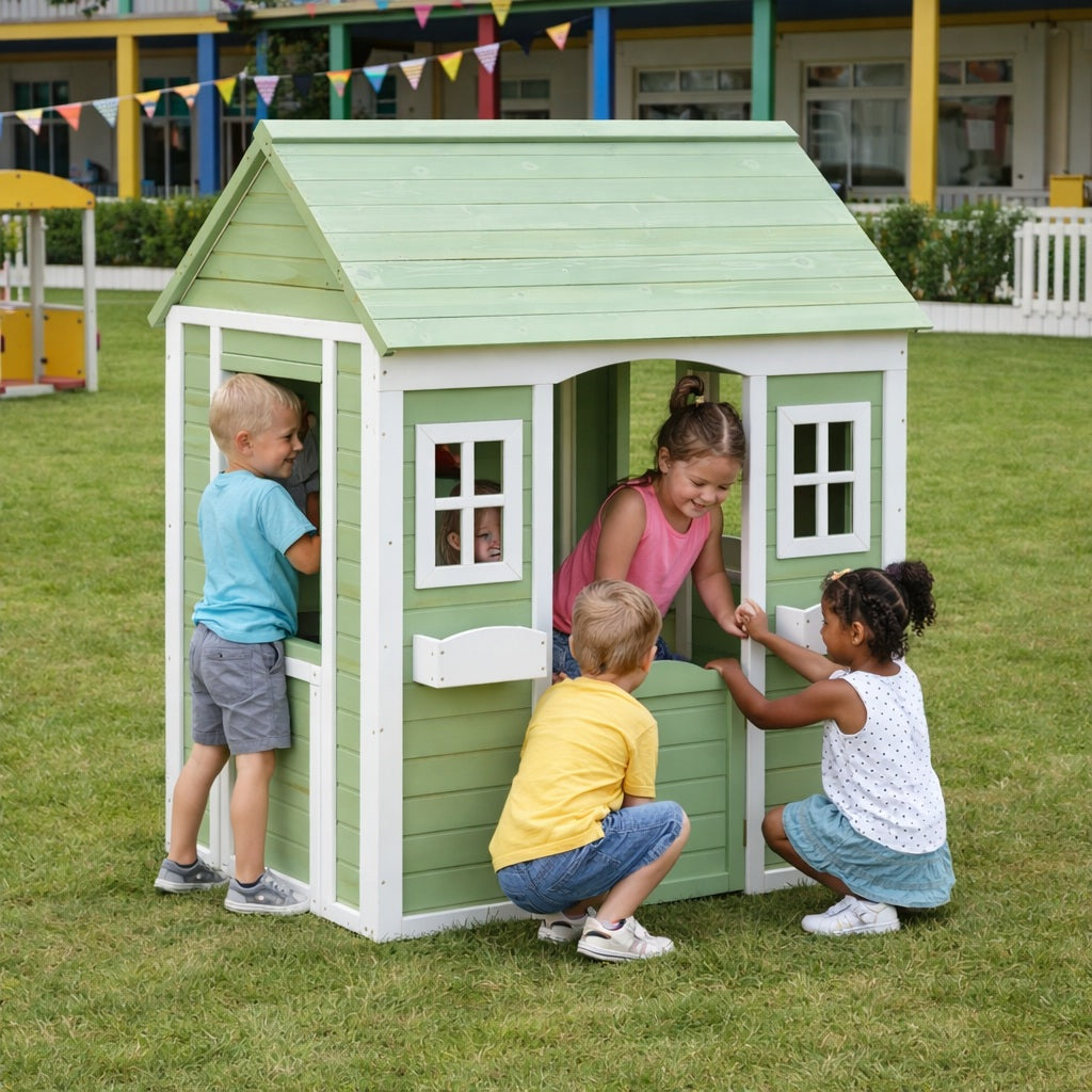 Детска къщичка за игра на открито, подходяща за социални и ролеви игри